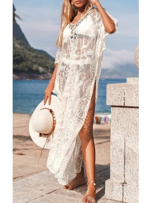 Caftano Copricostume Mare Boho Chic Dress Donna Woman COV0121B